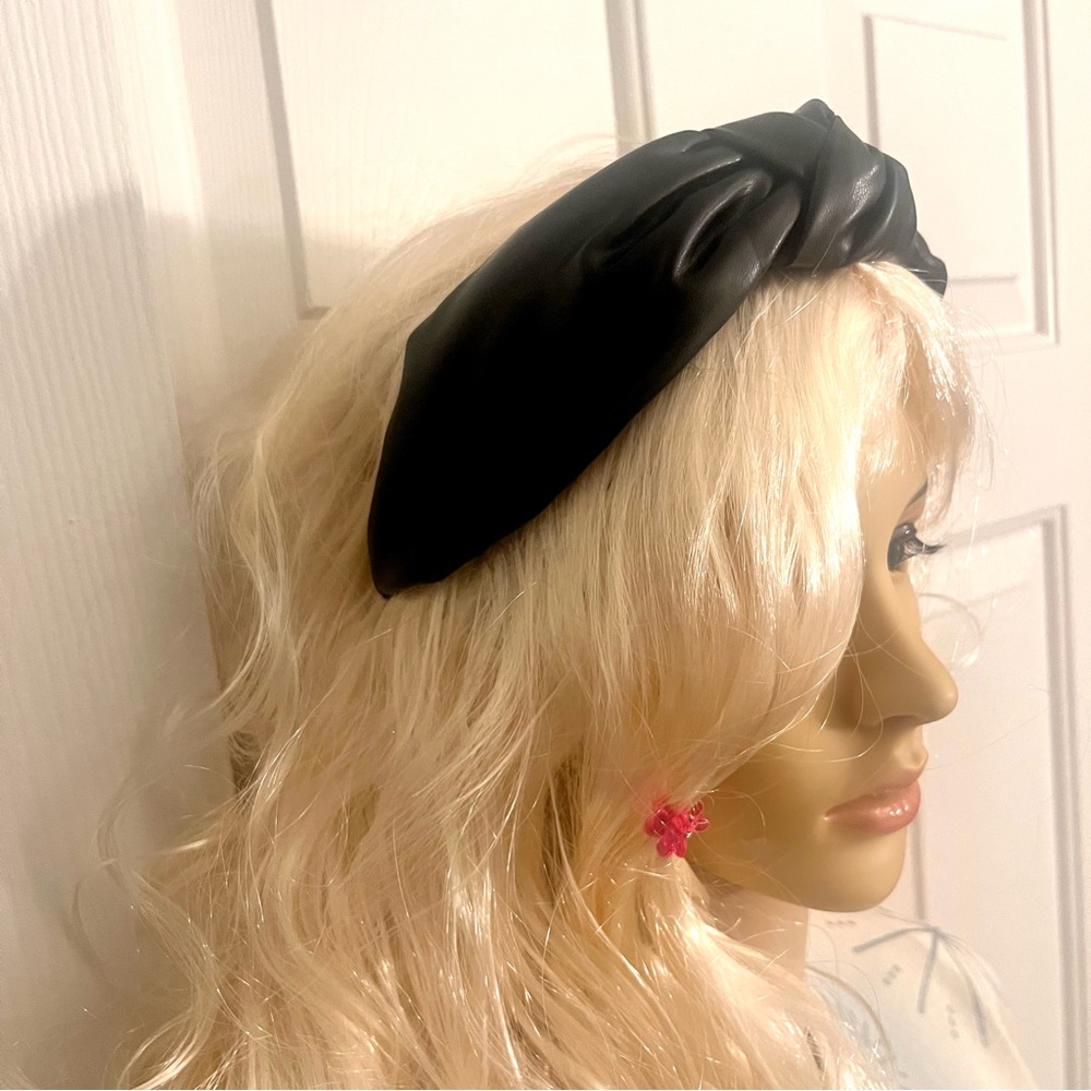 Black Faux Leather Knot Headband